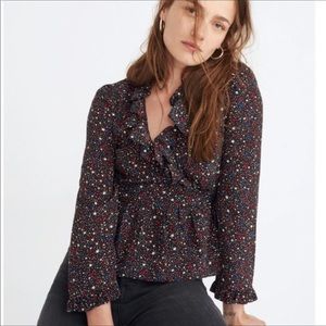 Madewell Silk Starry Night Wrap Top Size Small